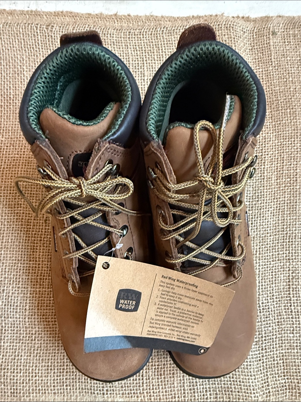 Red Wing Shoes Brown and Green Men's Lace-Up Work Boots